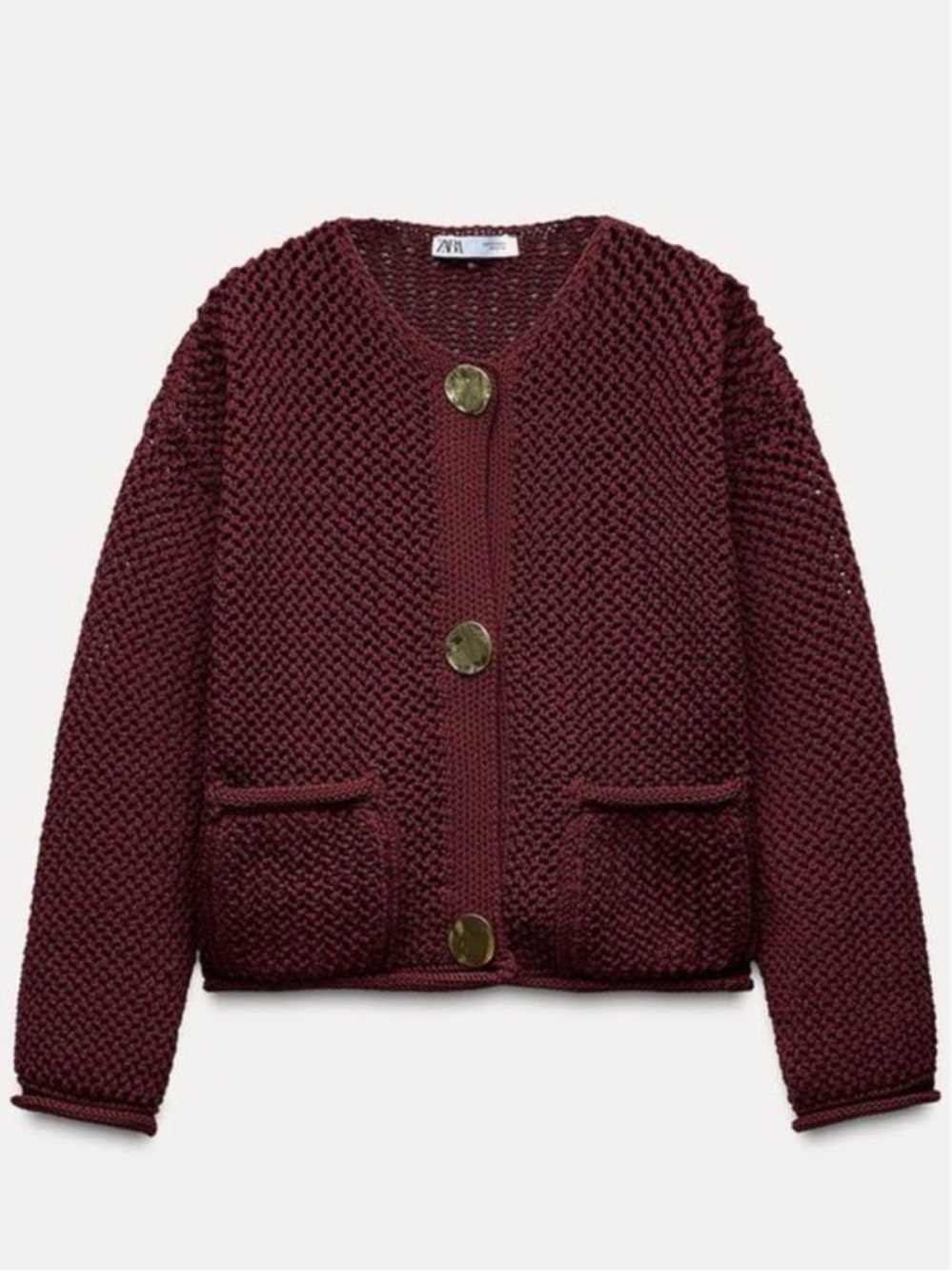 Zara Burgundy Knit Cardigan